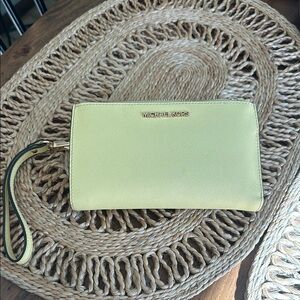 Michael Kors Yellow Wristlet wallet double zip
